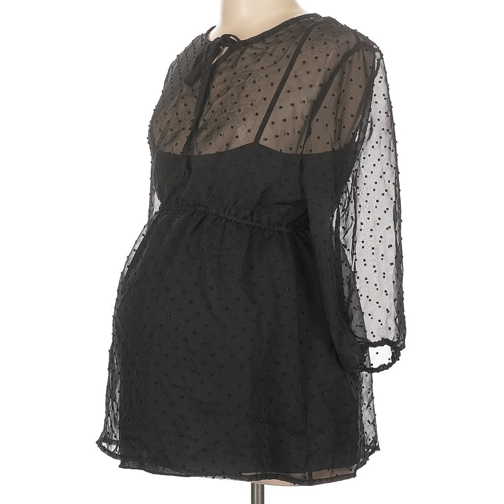 MaCherie Black Sheer Long Sleeve Dress
